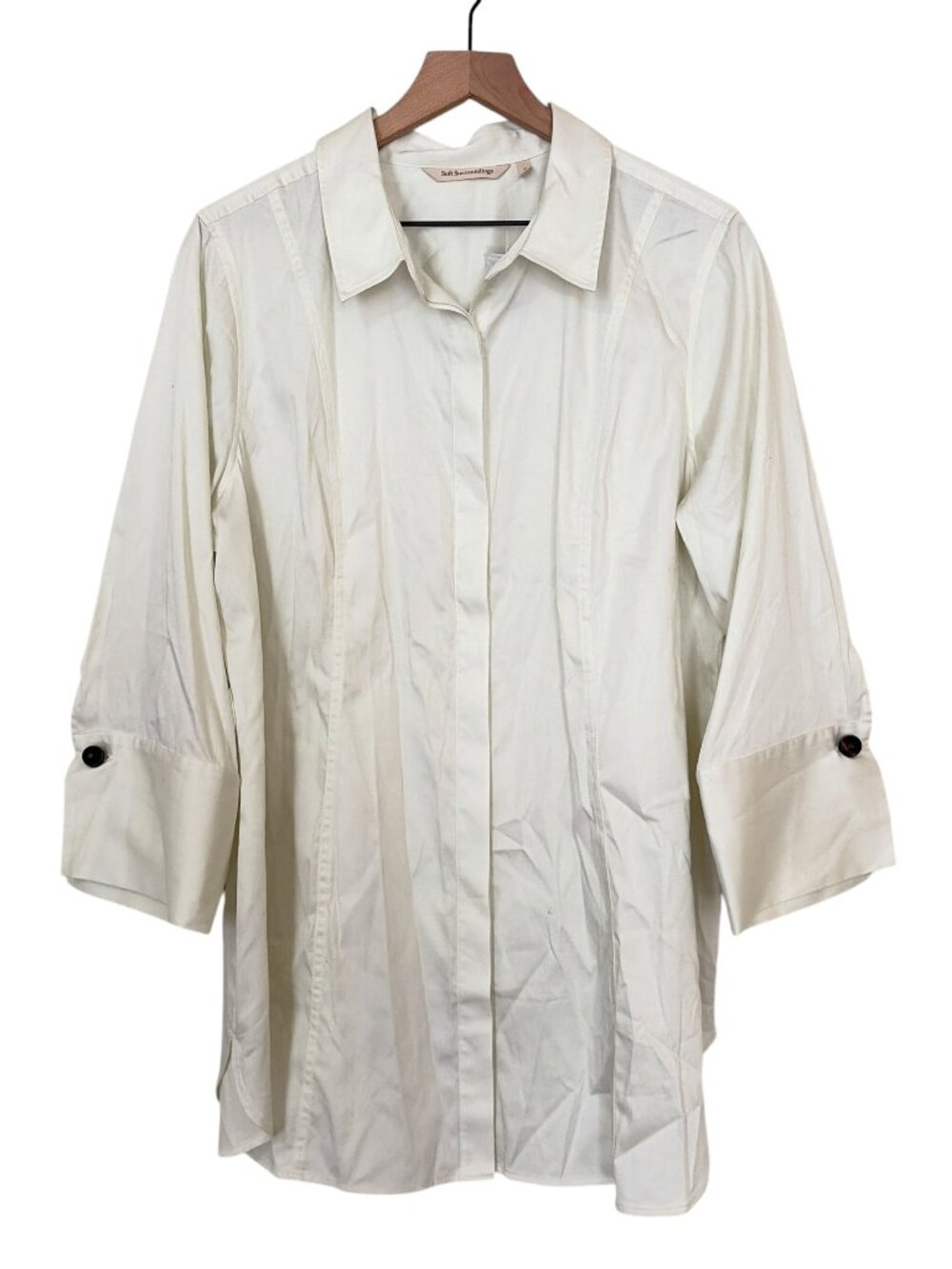 NWT Soft Surroundings Star White Button Down Uptown Tunic Shirt